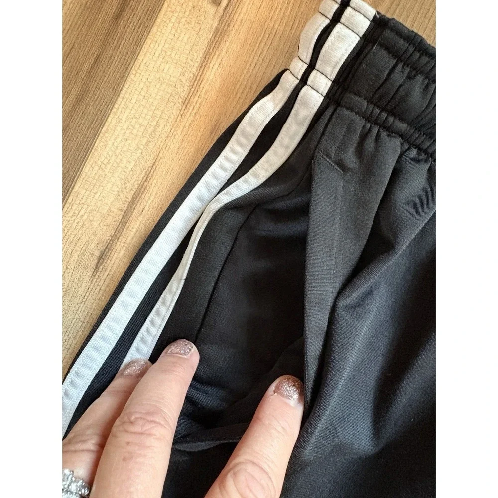 Adidas Athletic Pants Track Sweatpants Black Men's Small White Stripes Leg Zip
